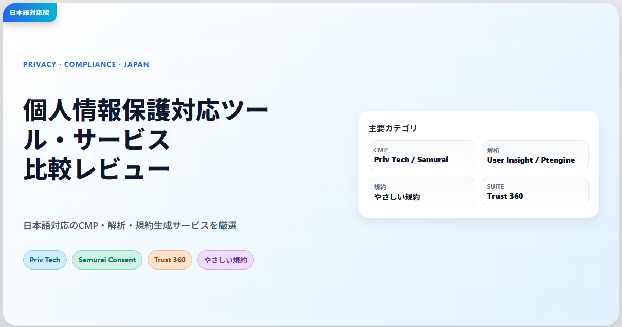 個人情報保護対応ツール・サービス比較レビュー