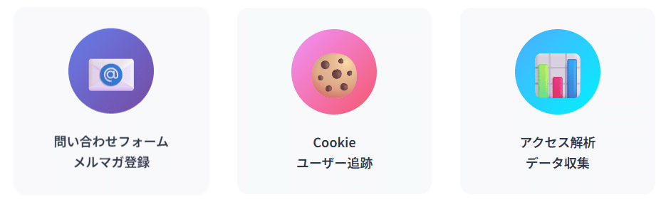 問い合わせフォームやメルマガ登録、Cookieによるユーザー追跡